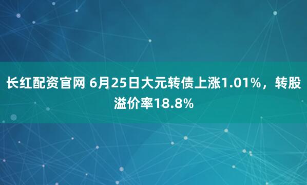 长红配资官网 6月25日大元转债上涨1.01%，转股溢价率18.8%