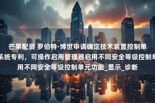 芒果配资 罗伯特·博世申请确定技术装置控制单元功能启用方法和系统专利，可操作启用管理器启用不同安全等级控制单元功能_显示_诊断
