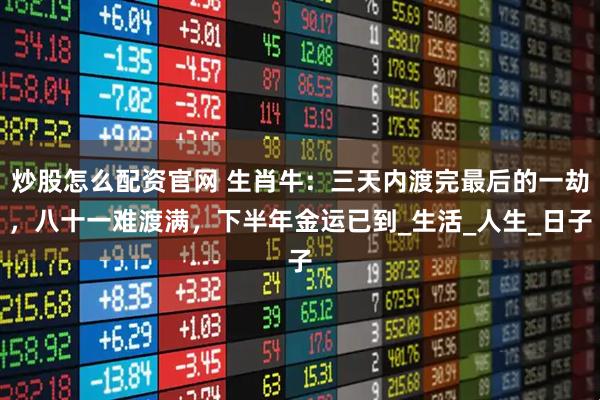 炒股怎么配资官网 生肖牛：三天内渡完最后的一劫，八十一难渡满，下半年金运已到_生活_人生_日子